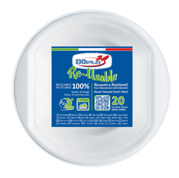 BOLS A SOUPE Réutilisable 630ML  X20 - Blanc - DOPLA